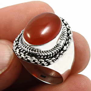 Natural Red Carnelian Gemstone Causal <b>Ring</b> Gift for Women <b>Girls</b> Hot Selling 925 Sterling Solid Silver Bulk Wholesale Jewelry - Product Image 1