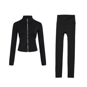 Logotipo personalizado Niños Unisex Transpirable Ropa deportiva Traje de manga larga Cremallera con cordón Chaqueta Pantalones de cintura alta Gimnasio Fitness Invierno - Product Image 5