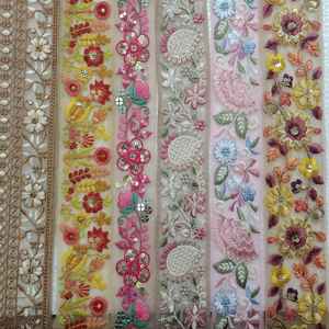 Lacets de travail en fil brodé sur mesure avec des options multicolores en broderie de paillettes de 1.5 pouces. - Product Image 3