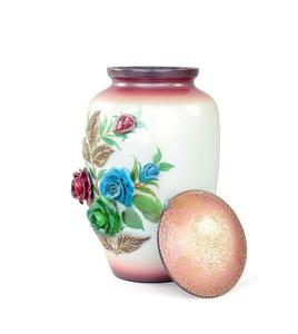 11" 3D Carved Decorative Flowers Aluminum Metal Cremation <b>Urns</b> for Human Ashes | Hand-Crafted <b>Large</b> <b>Urn</b> for Adult Cremation - Product Image 3