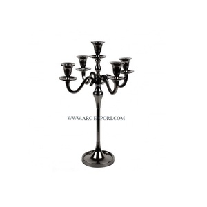 Superior Quality <b>Black</b> Polished <b>Metal</b> Stainless Steel 5 Arms Candelabra <b>Candle</b> <b>Holders</b> for Tableware Decoration <b>Candle</b> <b>Holders</b> - Product Image 1