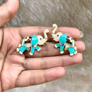 Pendientes de esmalte de elefante Kundan de latón hechos a mano al mejor precio, nuevo diseño de moda para mujer, regalo de recuerdo de fiesta perfecto - Product Image 2