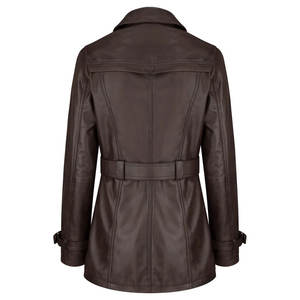 Manteaux en cuir véritable à double boutonnage pour femmes manteaux en cuir véritable résistants aux intempéries et respirants en gros - Product Image 4