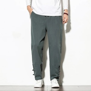 Pantalon en lin 100% coton pour homme, pantalon décontracté ample, pantalon large, pantalon de survêtement ample, pantalon de jogging d'été chinois en velours côtelé - Product Image 3