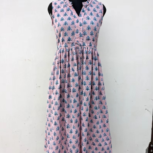 Vestido Maxi de Algodón Estampado a Mano, Floral, Hecho a Mano, para Verano y Otoño, Método de Tejido No Tejido, Vestido Maxi Largo - Product Image 1