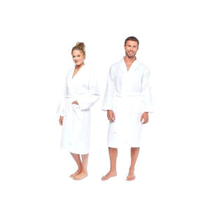 Albornoz de Baño de Algodón 100% de Primera Calidad, Tipo Waffle, Color Blanco, Tejido a Mano en Turquía, de Secado Rápido, para Hotel - Product Image 1