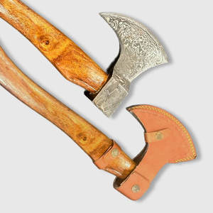 Hache en acier Damas à motif personnalisé, qualité supérieure, outil artisanal avec manche en bois pour le camping et le bushcraft - Product Image 2