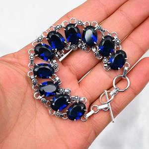 <b>Blue</b> <b>Sapphire</b> <b>Bracelet</b> 925 Sterling Silver Handmade Silver Jewelry Gemstone <b>Bracelet</b> Wedding And Anniversary Gifts For Her - Product Image 2