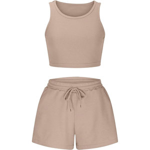 Nuevo Conjunto de camiseta sin mangas y pantalones cortos para mujer, talla XL, alta calidad, algodón Premium, poliéster, patrón sólido, superventas - Product Image 4