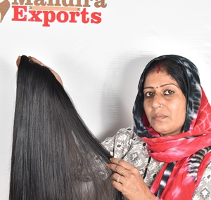 Extensiones de cabello humano de templo indio Virgen sin procesar 100% de alta calidad, cabello Remy ondulado de cuerpo recto de Color negro - Product Image 4