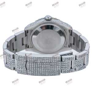 Montre en diamant Moissanite VVS de 36mm entièrement personnalisée avec cadran en opale bleue Montre glacée de luxe en acier inoxydable de style Hip Hop élégante - Product Image 5