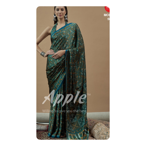 Saree en satin japonais vibrant avec finition brillante conçu pour les jeunes femmes assistant à des événements ou à des fêtes vêtements indiens et pakistanais - Product Image 5