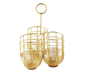 Conteneurs de rangement pour la cuisine, vaisselle, en fil de fer moderne de luxe, finition cuivre classique, écologiques, portables, à 2 niveaux - Product Image 6