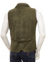 Gilet en cuir de vachette suédé vert pour moto à vente chaude pour hommes - Product Image 4