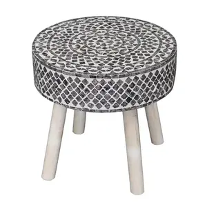 高品质新产品珍珠母凳镶嵌边桌现代客厅边桌越南手工制作