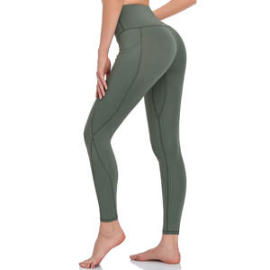 Eco-friendly Customizable Polyester Spandex Phone Pocket Skinny Breathable Cooling Gym <b>Leggings</b> with Elastic Waist - Product Image 4