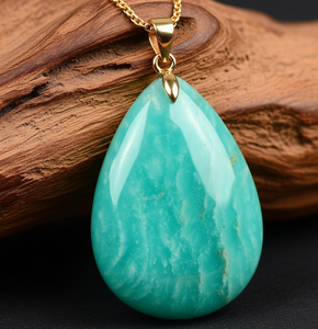 Joyería fina, cadena delicada de Plata de Ley 925, colgante en forma de gota de amazonita Natural, colgantes de moda de cristal curativo, regalo - Product Image 4