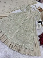 Salwar Kameez ethnique pour femme, style Anarkali Mastani, long, en soie Georgette et viscose, multicolore, brodé, non cousu, fantaisie
