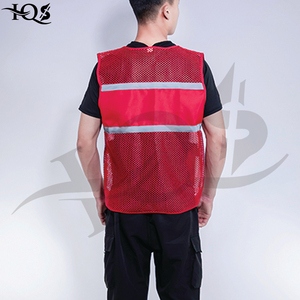 Chaleco de Seguridad Reflectante Rojo para Hombre, Ropa de Trabajo de Alta Visibilidad de Poliéster con Bolsillos - Product Image 3