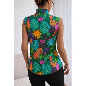 Chemisier sans manches à col roulé et motifs pour femme, 35277 - Vert - Product Image 2