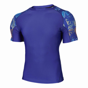 Alta calidad por encargo Unisex BJJ Rashguard Spandex/poliéster manga corta diseño único 4 vías camisa de compresión elástica - Product Image 1
