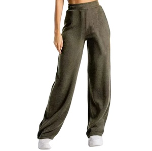 Pantalón de Jogger de algodón para mujer de calidad superior 2023, suelto, de gran tamaño, pierna ancha y recta, cintura elástica, precio razonable al por mayor - Product Image 1
