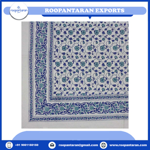 Manteles de lino estampados a mano al mejor precio del fabricante, caminos de mesa de algodón puro, Jacquard, artesanía atemporal - Product Image 4