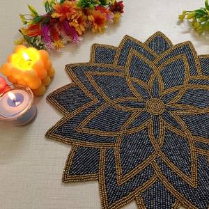 <b>Beaded</b> <b>Placemat</b> Handmade Non-Slip Durable Luxury Dining Holiday Decor Unique Piece MS Handicraft Housewarming - Product Image 5