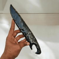 Arme de cristal de lame de poignard de couteau tricoté à la main d'obsidienne noire, outil de Protection spirituelle décor métaphysique cadeau symbolique