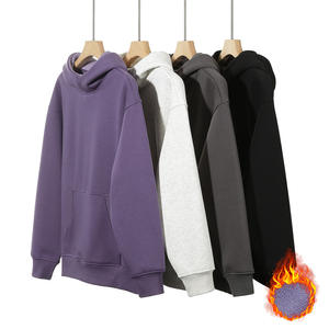 Sweat à capuche demi-col haut sweats impression pull sans ficelle poids lourd 420G polaire hommes sweats à capuche en tissu tricoté - Product Image 3