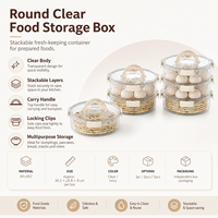 Conteneur de stockage alimentaire empilable rond avec poignée pour aliments préparés et organisation de la cuisine