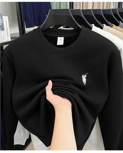 Sudadera con Capucha de Estilo Americano para Hombre, de Algodón, Tejida, con Estampado Animal, Logotipo de Caballito Bordado, Cuello Redondo, Manga Larga, para Primavera y Otoño - Product Image 4