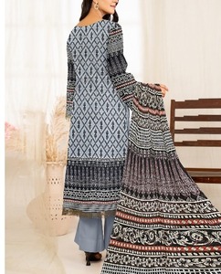 Trajes de algodón/césped de diseñador para mujer con diseño de Shalwar Kameez pakistaní de marca, trajes de algodón/césped estampados de talla grande - Product Image 3