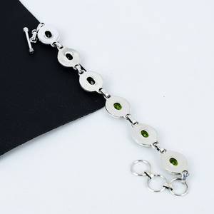 Pulsera de Lujo Hecha a Mano con Peridoto, Plata de Ley 925, 8 Pulgadas, Joyería de Peridoto Natural, Certificado GIA, Oro de 18K - Product Image 3
