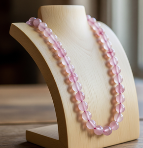 Collar con cuentas de piedra de cuarzo rosa Unisex 18 pulgadas plata 925 cerradura anudada a mano diseño geométrico accesorio de moda - Product Image 6