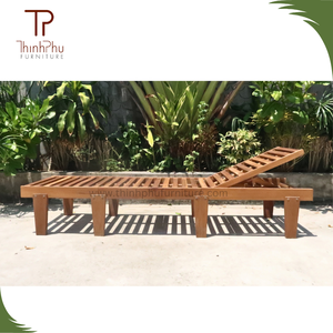 Chaise longue d'extérieur pliable en bois écologique du Vietnam, imperméable, pour jardin, patio, plage, piscine, cour, hôtel, villa - Product Image 1