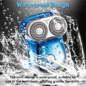 Afeitadora Eléctrica Inalámbrica Recargable por USB para Hombre, Azul, Mini Motor Potente con Doble Cuchilla para Barbas Densas, Uso Facial - Product Image 3