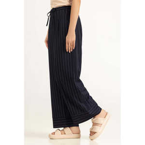 Pantalon décontracté taille mi-haute coupe droite en crêpe à jambe large WM-TRC-SS26-609 respirant et confortable - Product Image 1