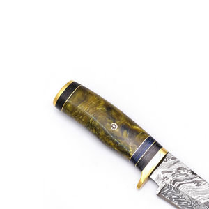 Cuchillo Skinner de Acero de Damasco Hecho a Mano Personalizado Burraq, Mango de Resina, Funda de Cuero, para Camping, Caza, Bricolaje, Compatible con OEM - Product Image 6