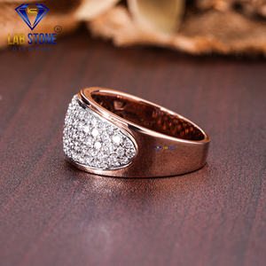 Anillo de oro rosa con diamantes de corte redondo TDW 1.685 por Lab-Stone/Anillo de diamantes de lujo/Color DE LA EF-VS - Product Image 3