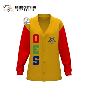 Sorority Embroidery Custom Order Of Easter Star Knitwear Women Sorority Sublimated Ladies OES Knit Acrylic <b>Cardigan</b> Sweater - Product Image 6