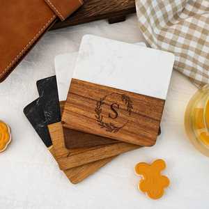 ชุดถาดรองแก้วเรซินใสเป็นมิตรกับสิ่งแวดล้อมพร้อมดอกไม้จริงแบบฝังแผ่นรองแก้วหินทำด้วยมือสำหรับให้เป็นของขวัญของตกแต่งบ้าน - Product Image 2