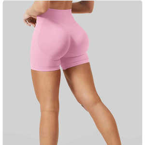 Logo personnalisé Short de yoga solide à taille haute pour femmes 2-en-1 Short de course d'entraînement antibactérien respirant à séchage rapide avec poche - Product Image 5