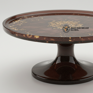 Support à gâteau rond en résine marron élégant, design écologique non toxique, passe au lave-vaisselle, plat de service contemporain pour gâteaux et friandises - Product Image 5