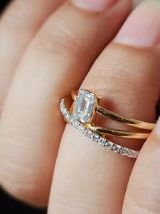1.5 Carat Emerald Cut VS1 Lab Grown Diamond Engagement <b>Ring</b> 14K Yellow Gold for Weddings Anniversaries Parties Jewelry Gift - Product Image 4
