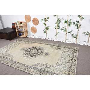 Grand tapis vintage 5,6x9,2 pieds, tapis turc beige en laine persane - Product Image 4