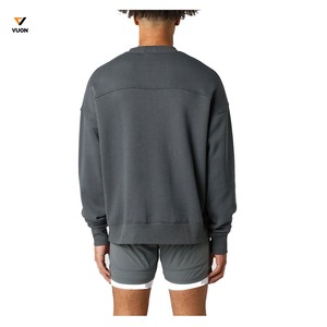 Vente directe d'usine personnalisé 350gsm poids lourd coton polaire unisexe sweat pour hommes couleur unie broderie Logo hiver - Product Image 2