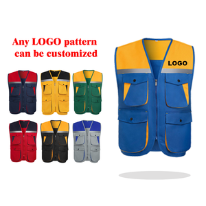 Custom Logo High Visibility Reflective Fluorescent Polyester <b>Utility</b> Work <b>Vest</b> Uniform with Pockets Sleeveless - Product Image 4