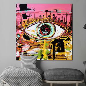 Impression sur toile abstraite graffiti vibrante - Affiche d'art urbain moderne, encadrée - Product Image 1