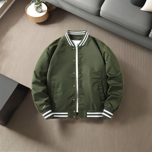 <b>Men</b> Satin <b>Varsity</b> <b>Jacket</b> Stylish Retro Fashion <b>Bomber</b> Baseball Letterman Coat Casual Streetwear Trendy <b>Mens</b> Sports Clothing - Product Image 2